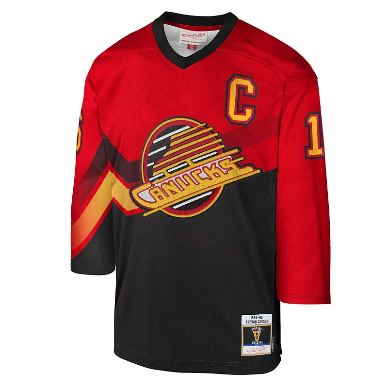 Youth Mitchell & Ness Trevor Linden Black Vancouver Canucks 1995/96 Blue Line Retired Player Jersey
