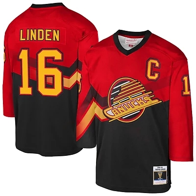 Youth Mitchell & Ness Trevor Linden Black Vancouver Canucks 1995/96 Blue Line Retired Player Jersey