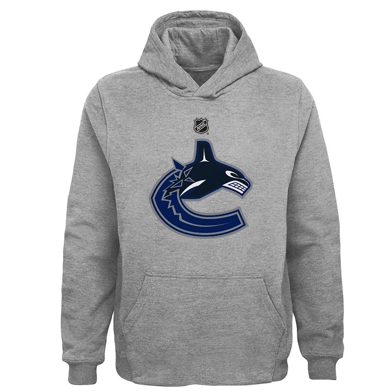 Sweat à capuche Outerstuff gris chiné pour jeunes, logo principal des Canucks de Vancouver