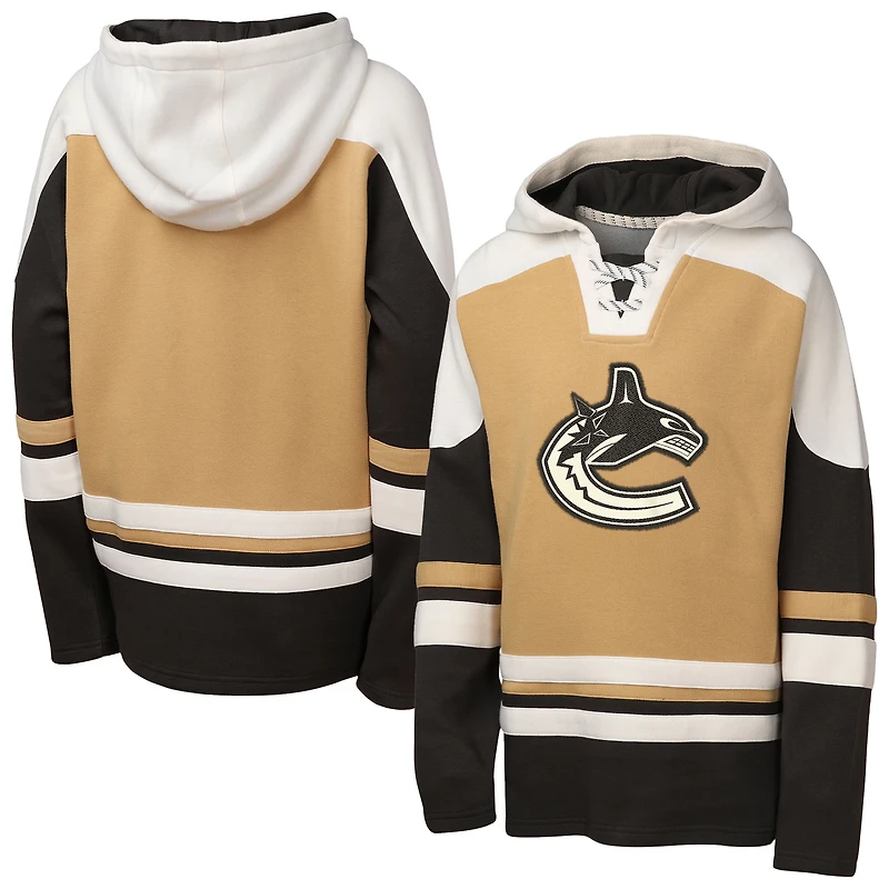Sweat à capuche col en V Ageless Raglan des Canucks de Vancouver Youth Outerstuff Tan