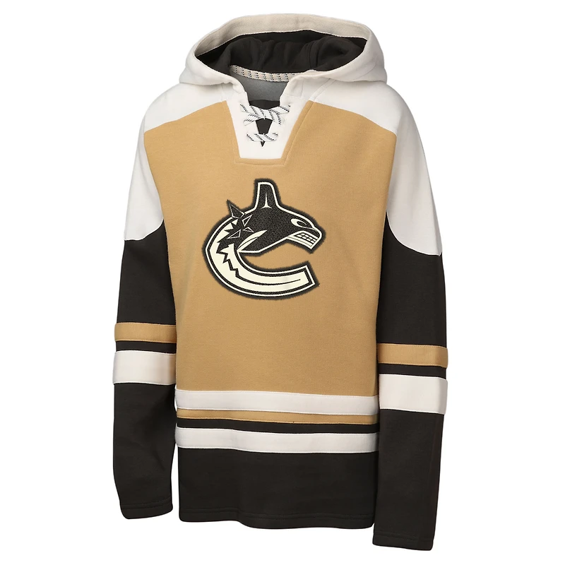 Sweat à capuche col en V Ageless Raglan des Canucks de Vancouver Youth Outerstuff Tan