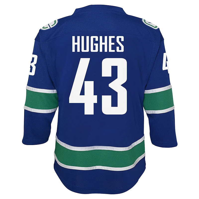 Maillot de joueur alternatif réplique bleu pour jeunes Quinn Hughes des Vancouver Canucks