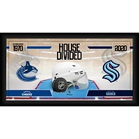 Collage de hockey encadré de 10" x 20" des Canucks de Vancouver contre le Kraken de Seattle