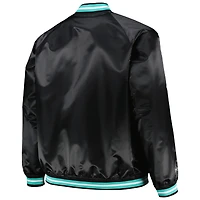Veste noire à fermeture éclair intégrale raglan en satin avec logo Hardwood Classics pour hommes Mitchell & Ness Vancouver Grizzlies Big Tall