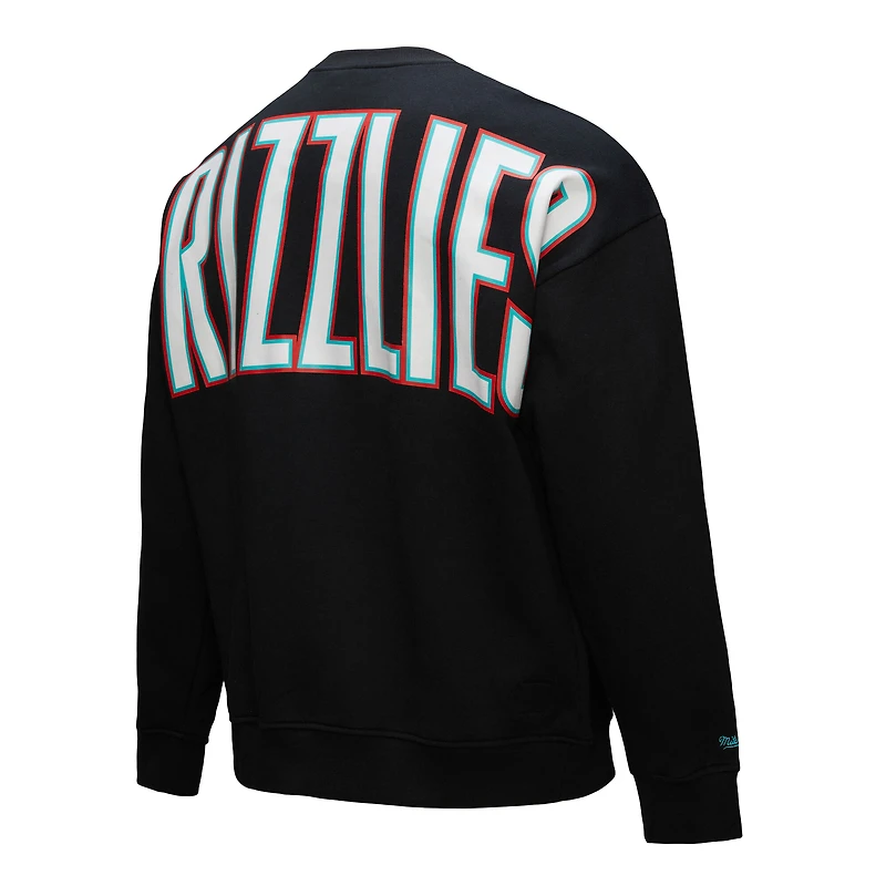 Men's Mitchell & Ness Black Vancouver Grizzlies Hardwood Classics There Back 2.0 Vintage Pullover Sweatshirt