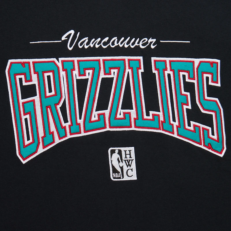 Men's Mitchell & Ness Black Vancouver Grizzlies Hardwood Classics There Back 2.0 Vintage Pullover Sweatshirt