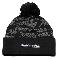 Men's Mitchell & Ness Black Vancouver Grizzlies Meaningful Words Cuffed Knit Hat with Pom