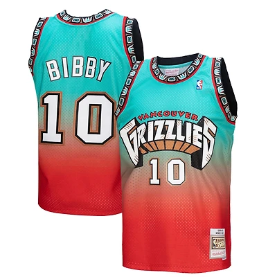 Mitchell & Ness Mike Bibby Teal/Red Vancouver Grizzlies - Maillot de joueur Fadeaway Swingman 1998/99
