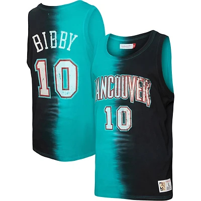 Mitchell & Ness Mike Bibby Turquoise/Noir Vancouver Grizzlies Hardwood Classics Tie-Dye Nom et numéro pour homme - Débardeur