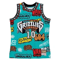 Mitchell & Ness pour homme Mike Bibby Turquoise Grizzlies de Vancouver 1998/99 Hardwood Classics Slap Sticker Swingman - Maillot