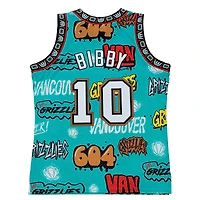 Mitchell & Ness pour homme Mike Bibby Turquoise Grizzlies de Vancouver 1998/99 Hardwood Classics Slap Sticker Swingman - Maillot