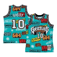 Mitchell & Ness pour homme Mike Bibby Turquoise Grizzlies de Vancouver 1998/99 Hardwood Classics Slap Sticker Swingman - Maillot