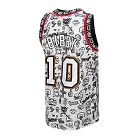 Men's Mitchell & Ness Mike Bibby White Vancouver Grizzlies 1998/99 Hardwood Classics Doodle Swingman - Jersey