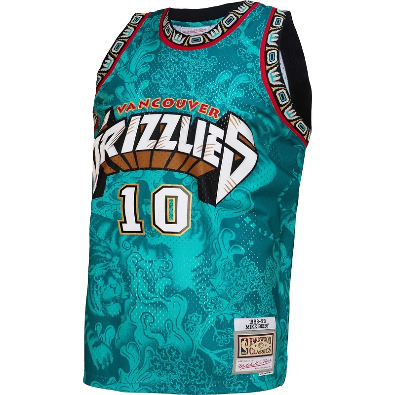 Hommes Mitchell & Ness Mike Bibby White Vancouver Grizzlies 1998/99 Hardwood Classics Lunar New Year - Maillot Swingman
