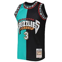 Homme Mitchell & Ness Shareef Abdur-Rahim Turquoise/Noir Vancouver Grizzlies Hardwood Classics 1996/97 Split Swingman Jersey
