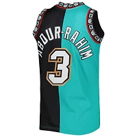 Homme Mitchell & Ness Shareef Abdur-Rahim Turquoise/Noir Vancouver Grizzlies Hardwood Classics 1996/97 Split Swingman Jersey