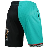 Men's Mitchell & Ness Turquoise/Black Vancouver Grizzlies Hardwood Classics 1998 Split Swingman Shorts