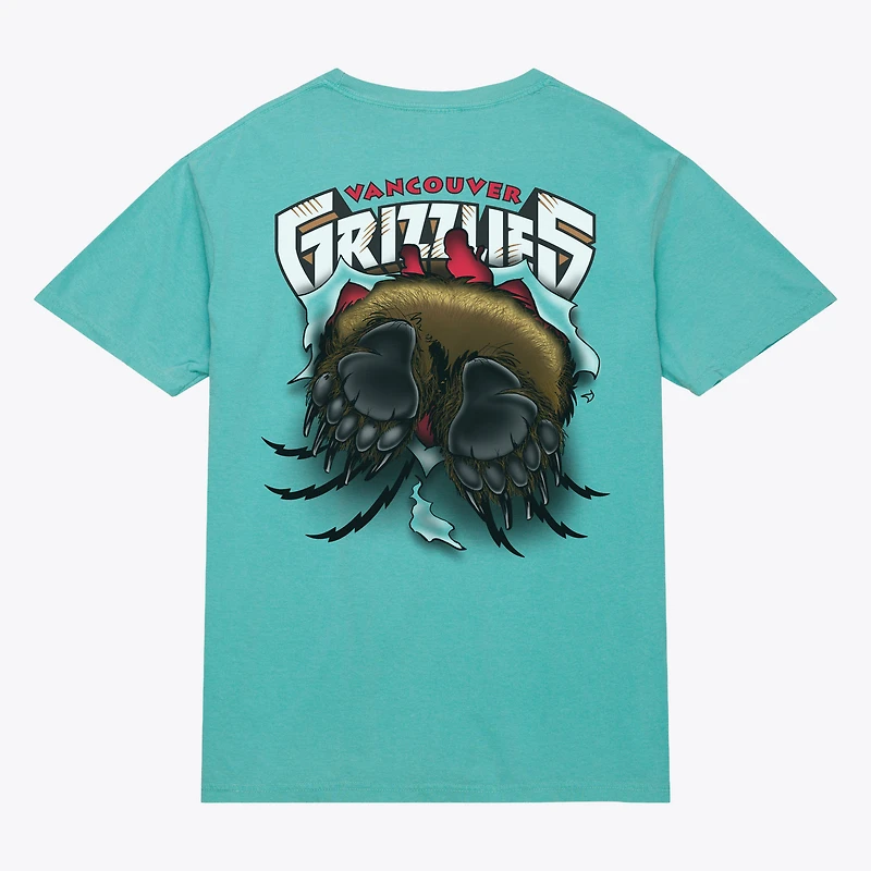 T-shirt Mitchell & Ness turquoise pour homme, modèle Breakthrough des Vancouver Grizzlies
