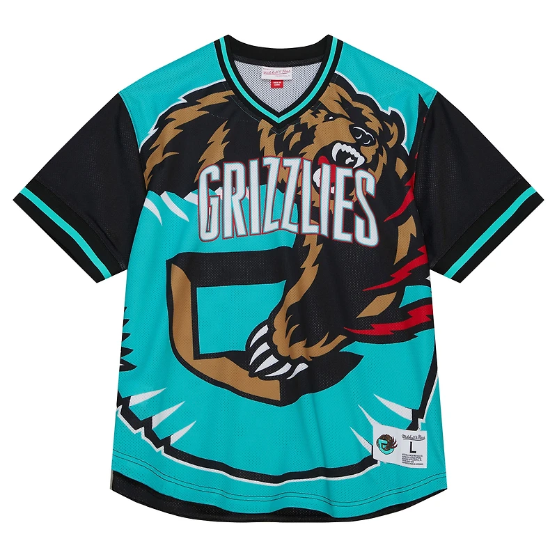 Men's Mitchell & Ness  Turquoise Vancouver Grizzlies Jumbotron 3.0 Mesh V-Neck T-Shirt