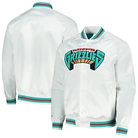 Veste blanche à bouton-pression raglan pour hommes Mitchell & Ness des Hardwood Classics de Vancouver Grizzlies