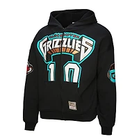 Sweat à capuche zippé unisexe Mitchell & Ness Mike Bibby Black Vancouver Grizzlies Hardwood Classics Maxxed Out