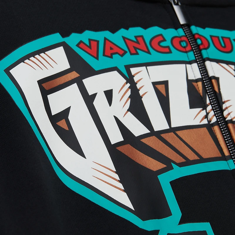 Sweat à capuche zippé unisexe Mitchell & Ness Mike Bibby Black Vancouver Grizzlies Hardwood Classics Maxxed Out