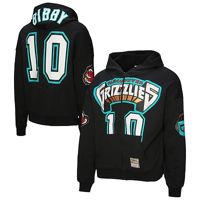 Sweat à capuche zippé unisexe Mitchell & Ness Mike Bibby Black Vancouver Grizzlies Hardwood Classics Maxxed Out