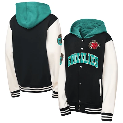 Veste à capuche entièrement boutonnée en polaire Hardwood Classics Courtside des Grizzlies de Vancouver Mitchell & Ness pour jeunes