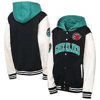 Veste à capuche entièrement boutonnée en polaire Hardwood Classics Courtside des Grizzlies de Vancouver Mitchell & Ness pour jeunes