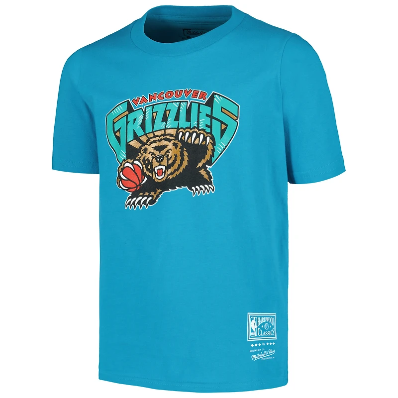 Youth Mitchell & Ness Turquoise Vancouver Grizzlies Hardwood Classics Retro Logo T-Shirt