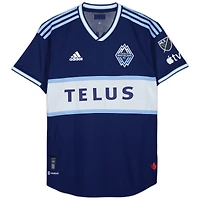 Maillot bleu marine dédicacé #28 de Levonte Johnson des Vancouver Whitecaps FC lors de la saison 2023 de la MLS