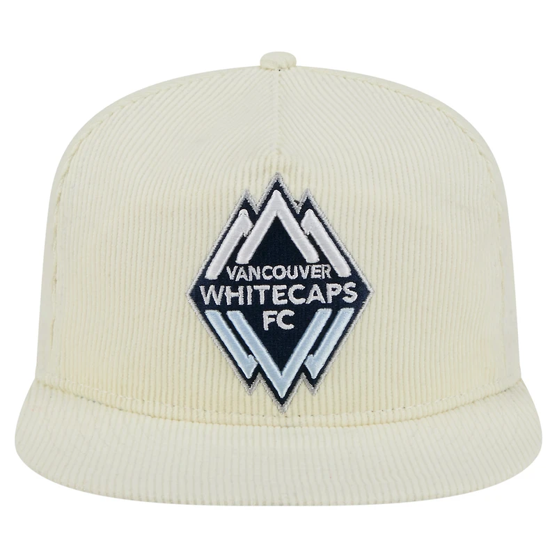 Casquette de golf à visière snapback Vancouver Whitecaps FC 2025 Kickoff de New Era pour homme, couleur crème