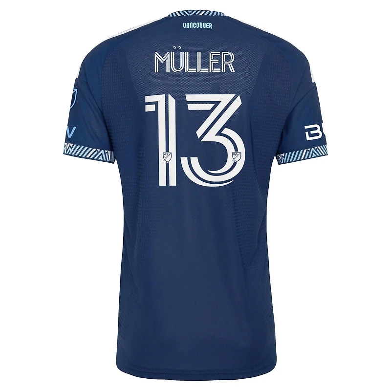 Men's adidas Thomas Müller Blue Vancouver Whitecaps FC 2026 The Coastal Jersey On-Field Authentic Patch