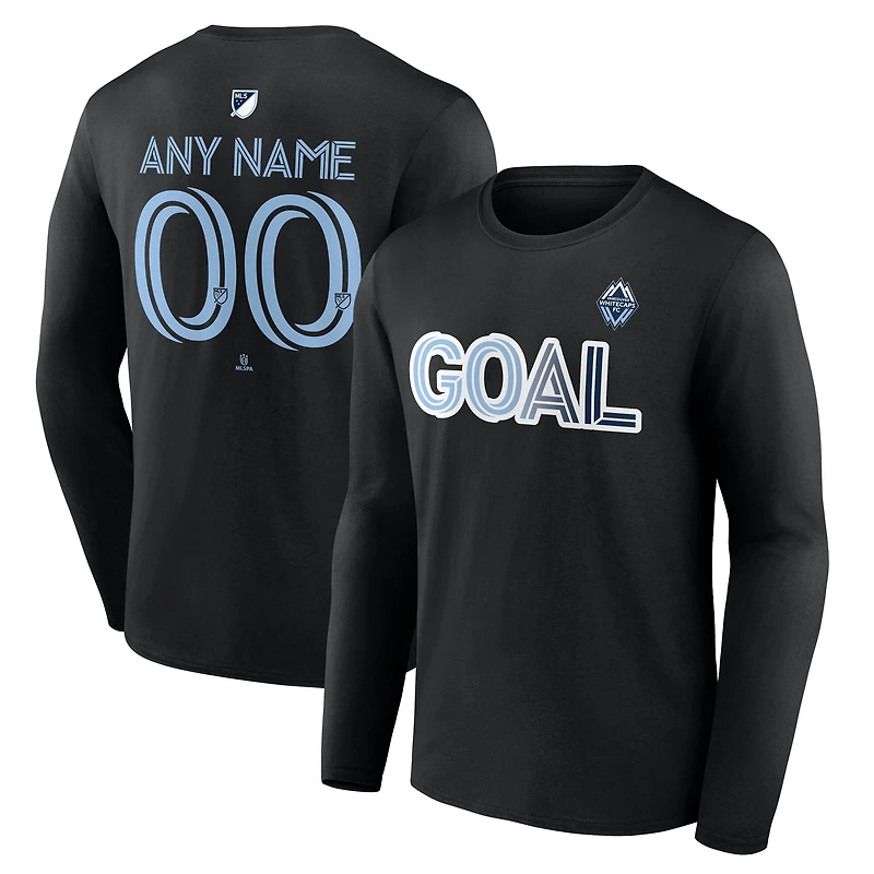 Men's Black Vancouver Whitecaps FC Goal Custom Long Sleeve T-Shirt