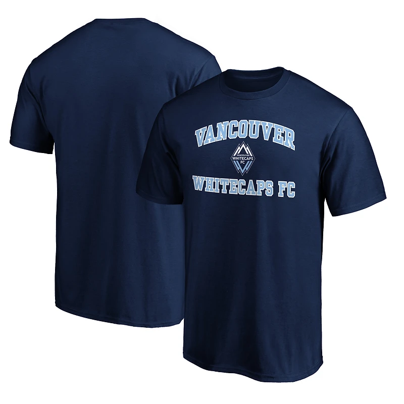 T-shirt bleu marine pour homme avec inscription « Cœur et âme » des Vancouver Whitecaps FC