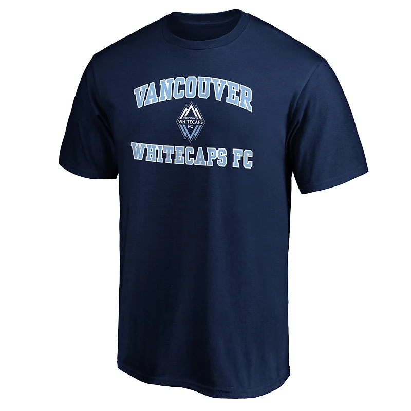 T-shirt bleu marine pour homme avec inscription « Cœur et âme » des Vancouver Whitecaps FC