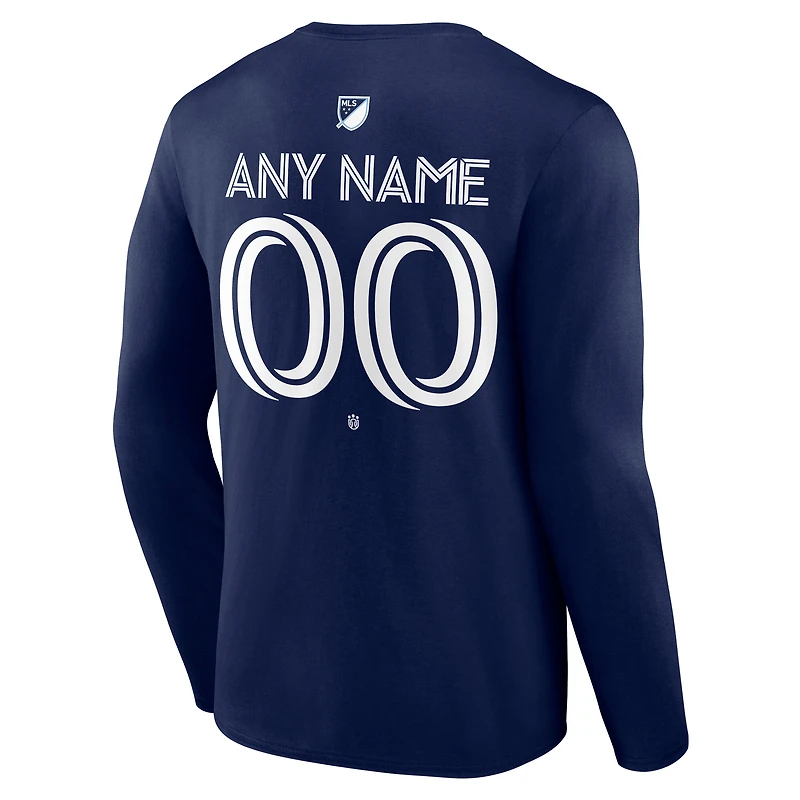 T-shirt à manches longues personnalisé bleu marine pour homme Vancouver Whitecaps FC Team Authentic