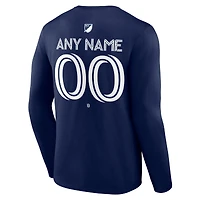 T-shirt à manches longues personnalisé bleu marine pour homme Vancouver Whitecaps FC Team Authentic