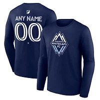 Men's Deep Sea Blue Vancouver Whitecaps FC Team Authentic Custom Long Sleeve T-Shirt