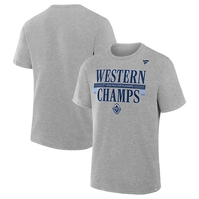 Men's Fanatics Heather Gray Vancouver Whitecaps FC 2025 MLS Western Conference Champions Locker Room T-Shirt