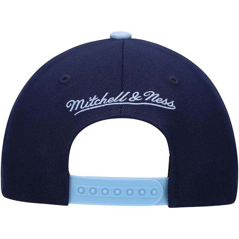 Casquette Mitchell & Ness Deep Sea Blue Vancouver Whitecaps FC Team Script 2.0 Stretch Snapback pour homme