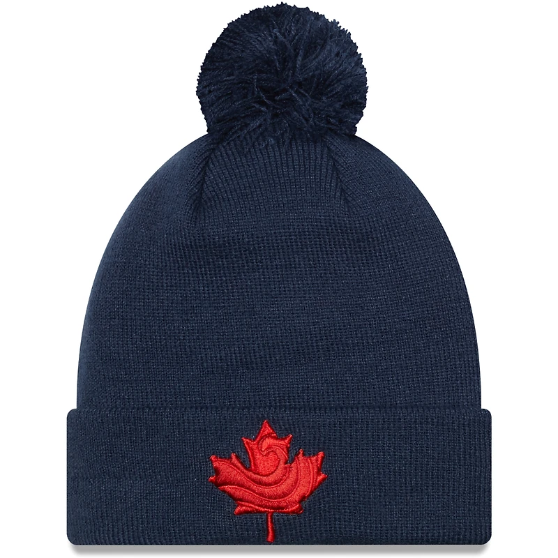 Crochet pour homme New Era Deep Sea Blue Vancouver Whitecaps FC Jersey - Bonnet en tricot à revers avec pompon