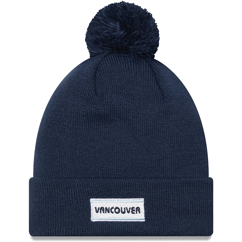 Crochet pour homme New Era Deep Sea Blue Vancouver Whitecaps FC Jersey - Bonnet en tricot à revers avec pompon