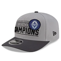Casquette ajustable New Era grise pour homme Vancouver Whitecaps FC, champions de la Conférence Ouest de la MLS 2025, marque 9SEVENTY
