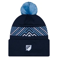 Bonnet à pompon et revers en maille New Era bleu marine Vancouver Whitecaps FC 2026 pour homme