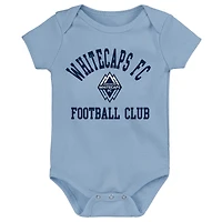 Newborn & Infant Deep Sea Blue/Light Blue/Gray Vancouver Whitecaps FC 3-Pack Bodysuit Set
