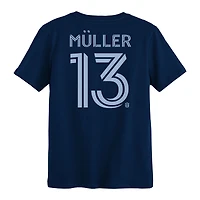 T-shirt Thomas Muller bleu marine avec nom et numéro des Whitecaps de Vancouver pour enfants d'âge préscolaire