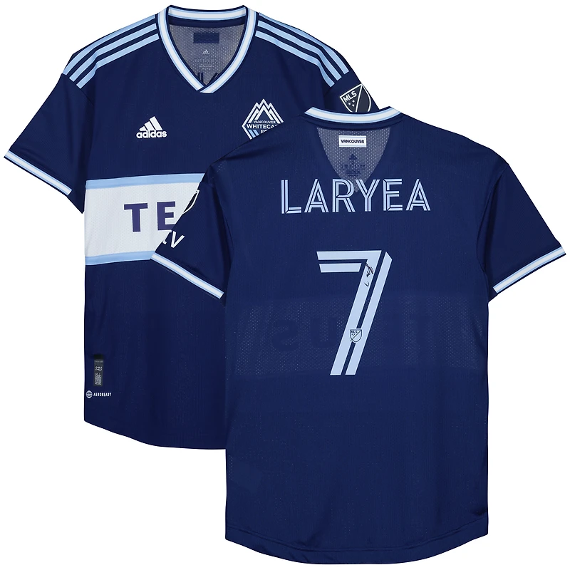 Maillot bleu marine dédicacé #7 des Vancouver Whitecaps FC de Richie Laryea pour la saison 2023 de la MLS