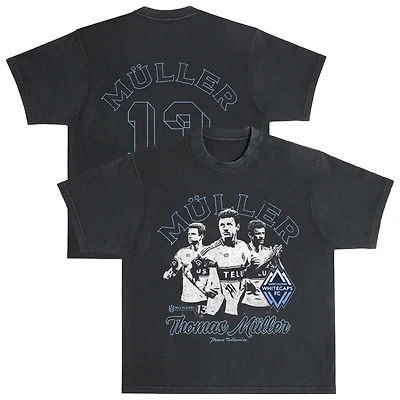 T-shirt unisexe Peace Collective Thomas Müller noir Vancouver Whitecaps FC, teint vintage, poids lourd
