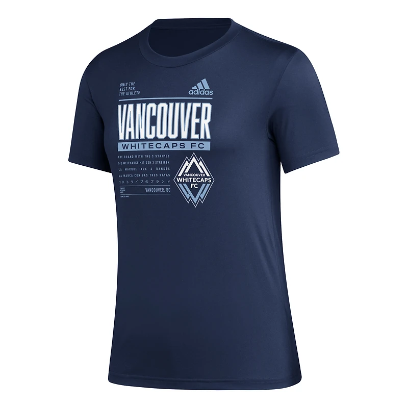 T-shirt Adidas Vancouver Whitecaps FC Only The Best pour femme - Bleu marine